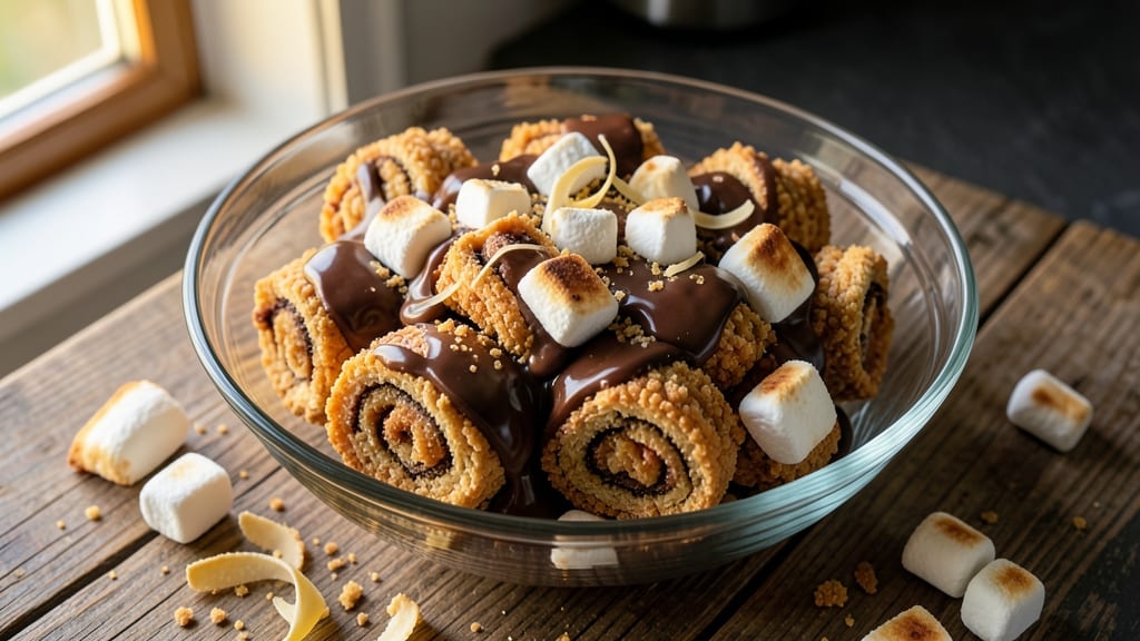 Rice Krispie S'mores Pinwheels Recipe: Toasted Crunch and Melty Chocolate Swirls
