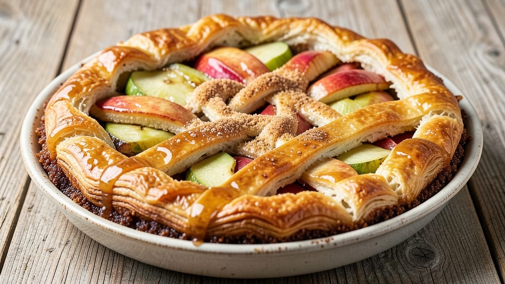 Apple Cinnamon Kringle Pie Recipe: Flaky Lattice Crust With Apple-Caramel Swirls