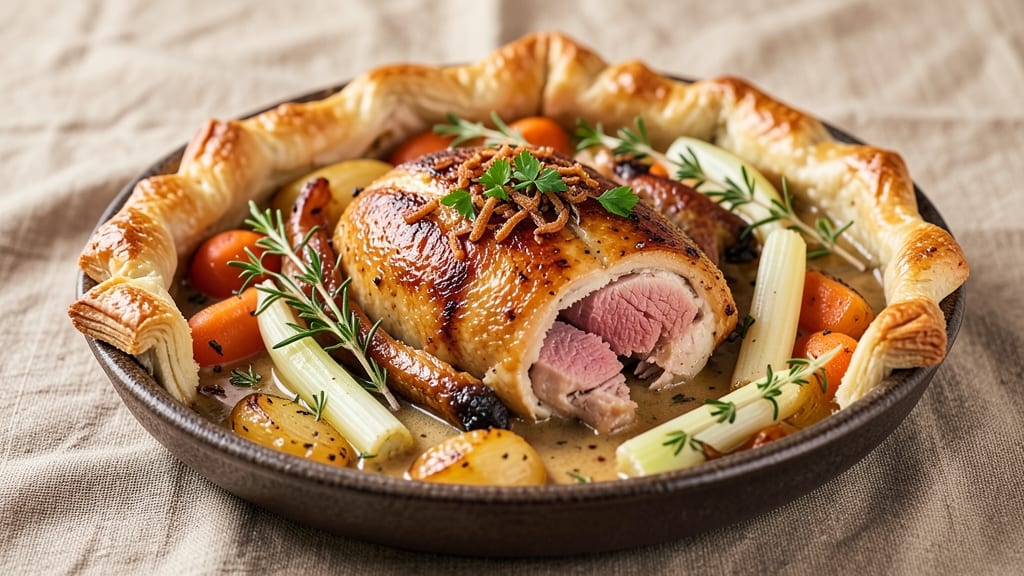 Roasted Chicken Pot Pie Recipe: Crispy Lattice Top Locks in Savory Juices