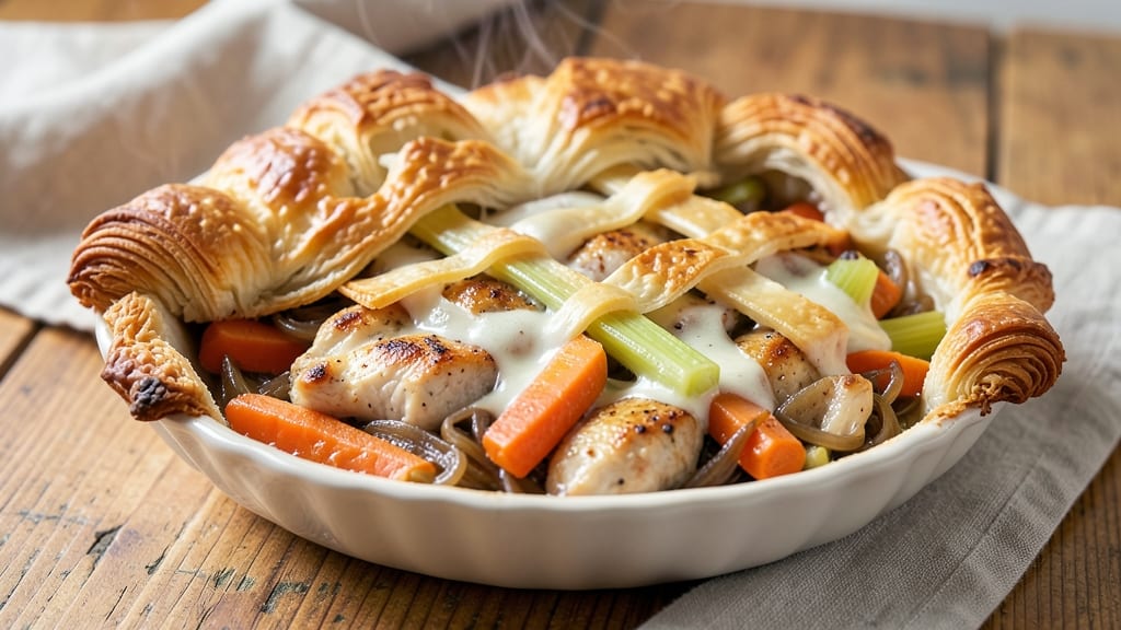 Chicken Pot Pie With Croissant Crust Recipe: Buttery Layers That Shatter Over Savory Filling